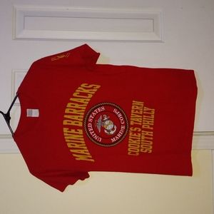 USMC Marine Barracks T-Shirt, Size S, Red/Yellow
